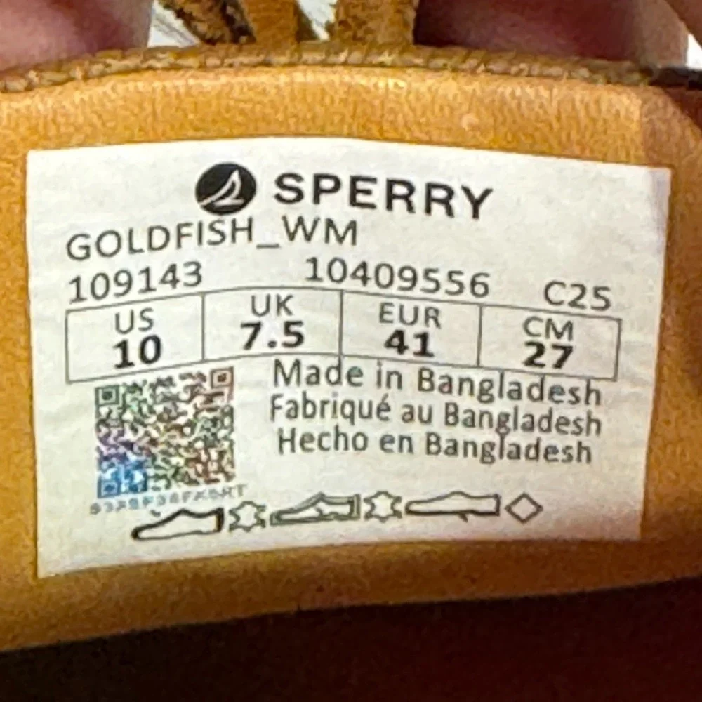 Sperry Gold Cup Goldfish Boat Shoe Womens 10 Leather Slip On Loafer 1 Eye